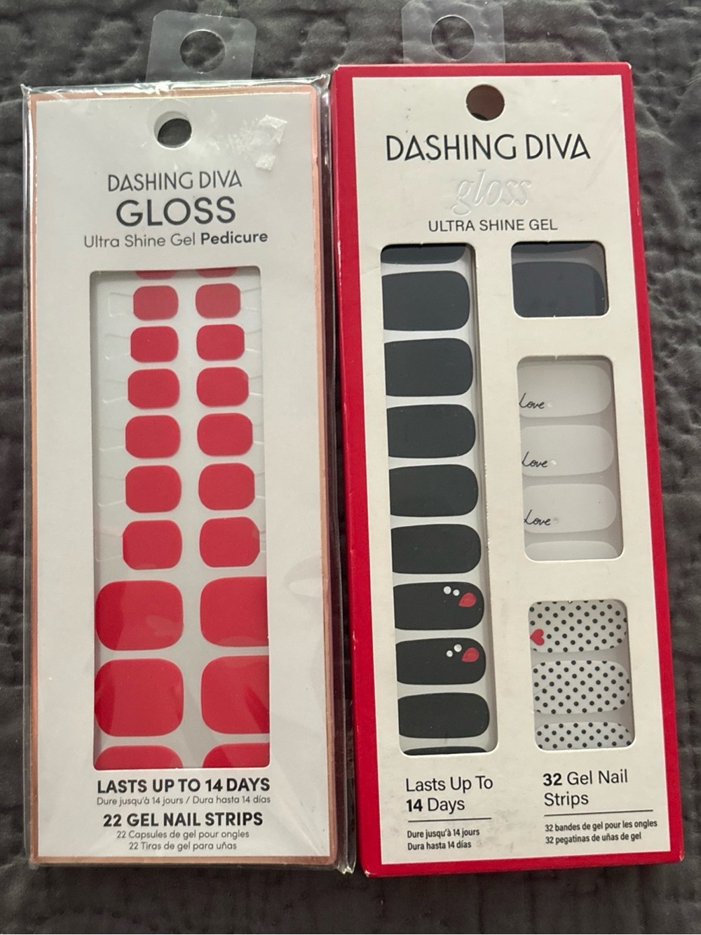 Gloss Ultra Shine Gel Pedicure Nail Strips - Red & Black